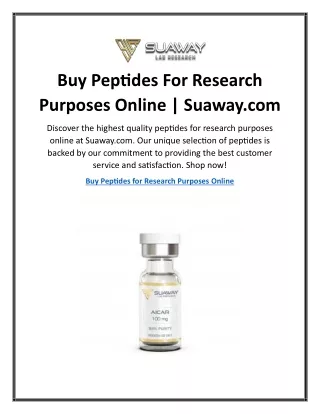 Buy Peptides For Research Purposes Online  Suaway.com