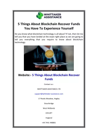 5 Things About Blockchain Recover Funds You Have To Experience Yourself