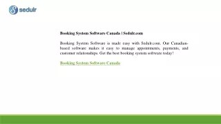 Booking System Software Canada vc Sedulr.com