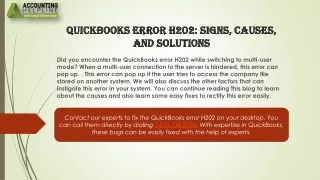 Simple methods to instantly fix QuickBooks error H202