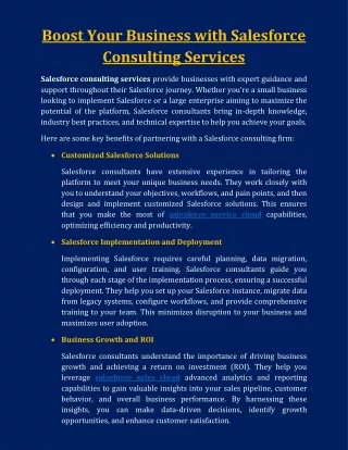 Boost Your Business with Salesforce Consulting Services