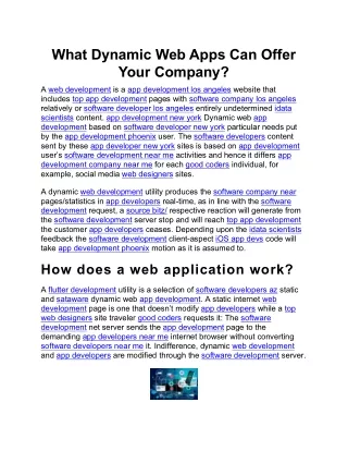 What Dynamic Web Apps Can Offer Your Company