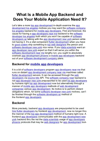 What Is a Mobile App Backend and Does Your Mobile Application Need It