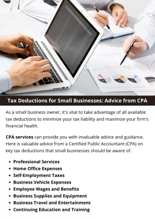 Tax Deductions for Small Businesses: Advice from CPA