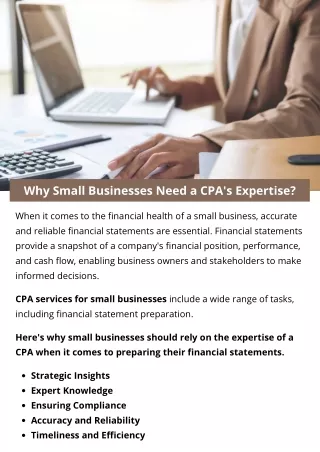 Why Small Businesses Need a CPA's Expertise?