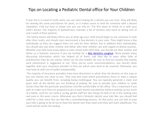 Tips on Locating a Pediatric Dental office for1