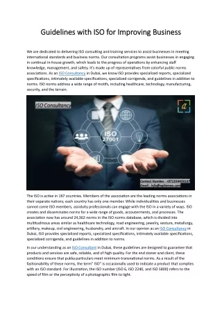 Guidelines with ISO for Improving Business