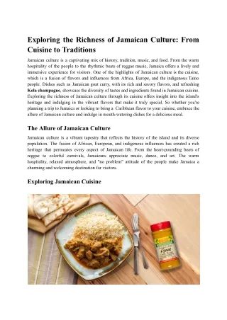 Exploring the Richness of Jamaican Culture_ From Cuisine to Traditions