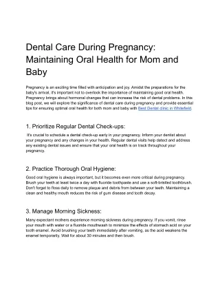 Dental Care During Pregnancy_ Maintaining Oral Health for Mom and Baby