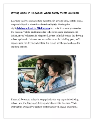 Driving School in Ringwood - Where Safety Meets Excellence