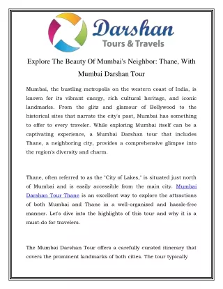 Mumbai Darshan Tour Thane	Call-9004121600