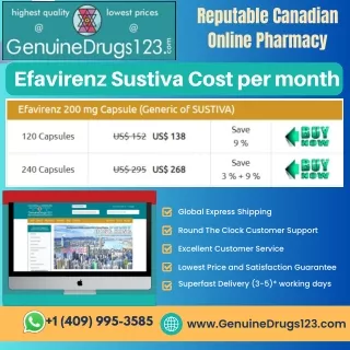 Efavirenz Sustiva Cost per month