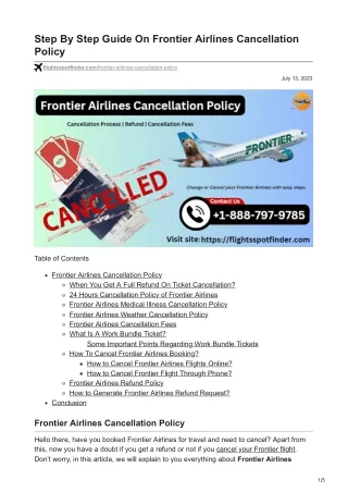 Step By Step Guide On Frontier Airlines Cancellation Policy