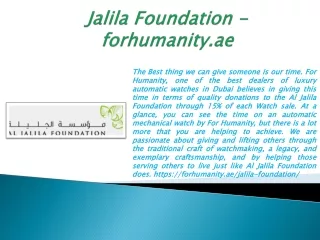 Jalila Foundation - forhumanity.ae