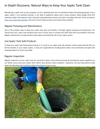 Natural Ways to Keep Your Septic Tank Clean