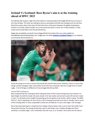 Ireland Vs Scotland: Ross Byrne’s aim is at the training ahead of RWC 2023