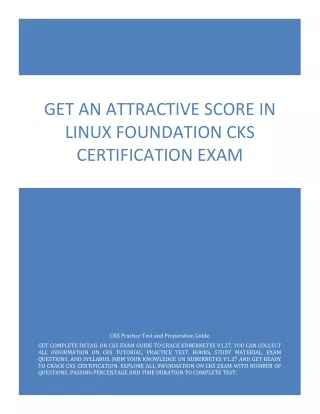 Get An Attractive Score in Linux Foundation CKS Certification Exam