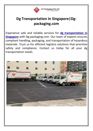 Dg Transportation In Singapore|Dg-packaging.com