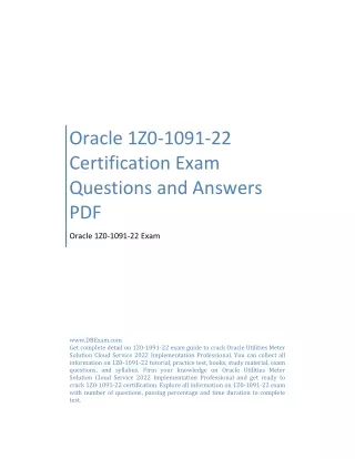 Oracle 1Z0-1091-22 Certification Exam Questions and Answers PDF