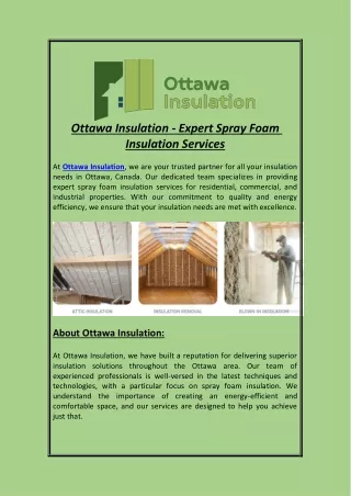 Ottawa Insulation - Expert Spray Foam Insulation Services