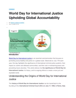 World Day for International Justice Upholding Global Accountability