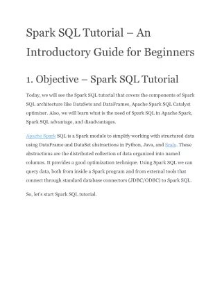 Spark SQL Tutorial – An Introductory Guide for Beginners