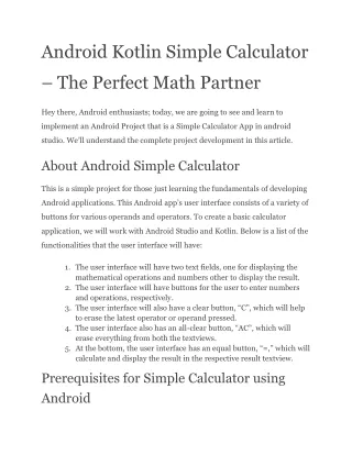 Android Kotlin Simple Calculator – The Perfect Math Partner