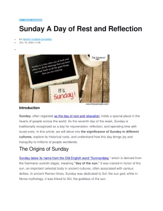 Sunday A Day of Rest and Reflection