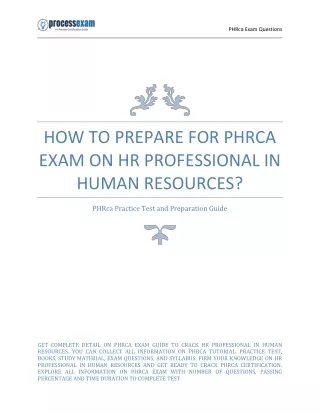 How to Prepare for PHRca exam on HR Professional in Human Resources?