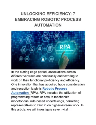 UNLOCKING EFFICIENCY_ 7 EMBRACING ROBOTIC PROCESS AUTOMATION