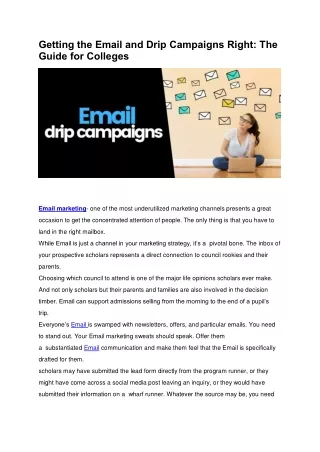 Getting the Email and Drip Campaigns Right: The Guide for Colleges