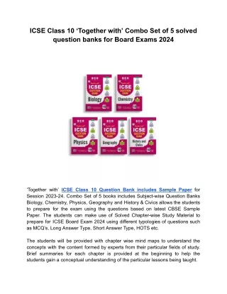 ICSE Class 10 ‘Together with’ Combo Set of 5 solved question banks for Board Exams 2024