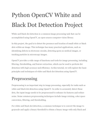 Python OpenCV White and Black Dot Detection Project