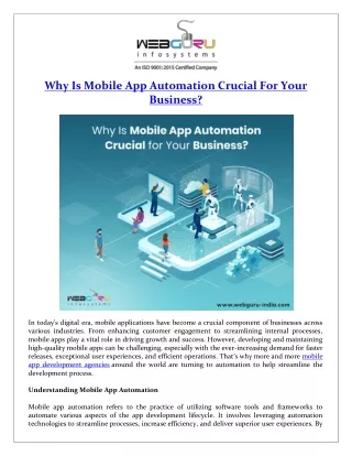 Why Is Mobile App Automation Crucial for Your Business?
