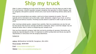 Ship my truck