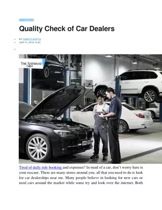 Quality Check of Car Dealers