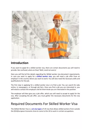 Skilled Worker Visa Documents You 'll Need To Apply