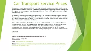 Car Transport Service Prices