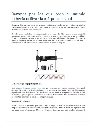 Razones por las que todo el mundo debería utilizar la máquina sexual