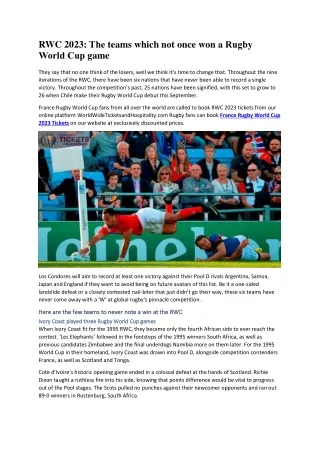 RWC 2023 The teams which not once won a Rugby World Cup game