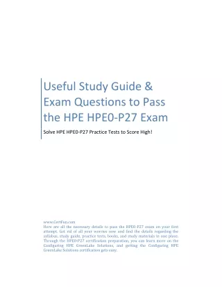 Useful Study Guide & Exam Questions to Pass the HPE HPE0-P27 Exam