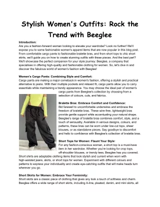 Stylish Women's Outfits_ Rock the Trend with Beeglee