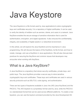 Java Keystore