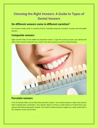 Choosing the Right Veneers: A Guide to Types of Dental Veneers