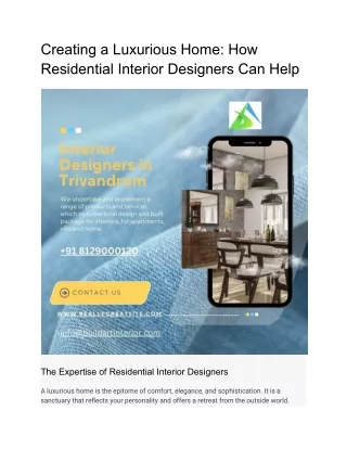 Creating a Luxurious Home: How Residential Interior Designers Can Help