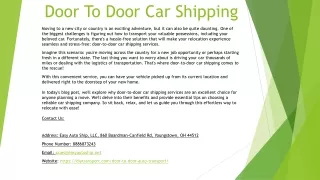 Door To Door Car Shipping