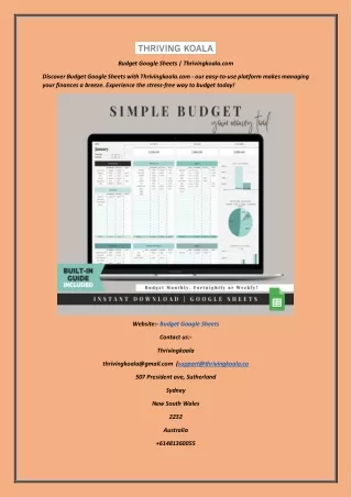 Budget Google Sheets  Thrivingkoala