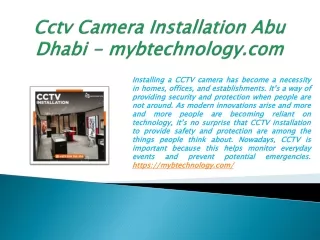 Cctv Camera Installation Abu Dhabi - mybtechnology.com