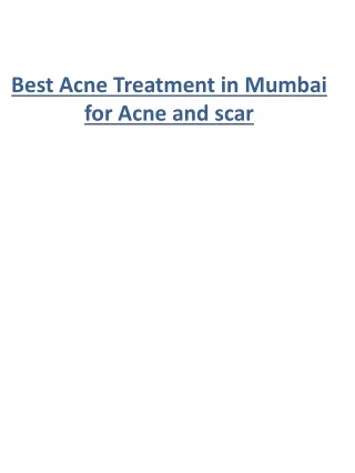 Best Acne Treatment in Mumbai for Acne and scar