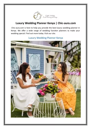 Luxury Wedding Planner Kenya Chic-aura